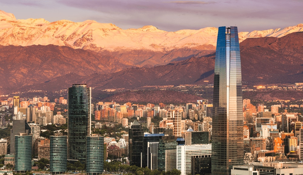 Skyline of Santiago, Chile.